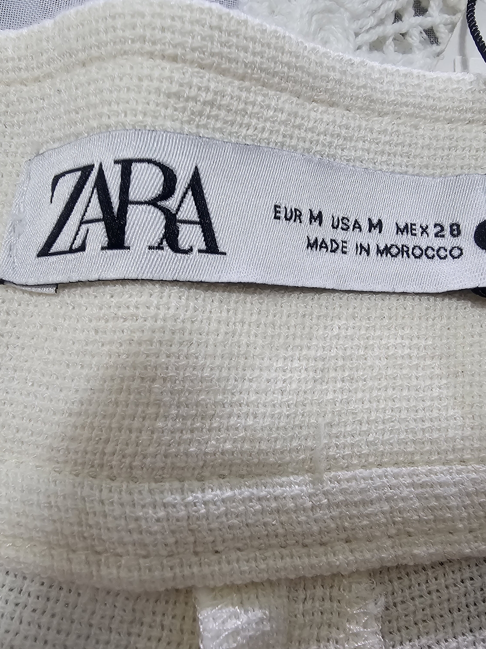 ZARA Women Beige Solid Wide-Leg Pants High Rise Lace Hem Pockets Zip Button M - Picture 9 of 12